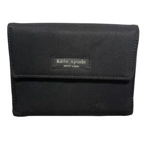 Kate Spade French Wallet Black Nylon Bi-Fold Multi-Pocket Snap Close ID Window